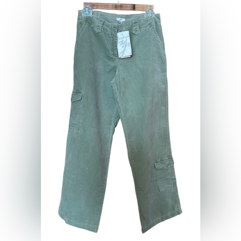 J.Jill Women’s size 2 Petite Sage Green Cargo Pants NWT Straight Leg Twill